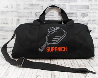 Personalized Pickleball Bag Custom SizeLarge Black Duffle Shown