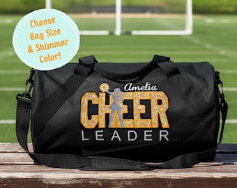 Personalized Cheer Duffle Bag: Sparkle Cheerleader Tote, Custom Glitter Cheer Travel Bag