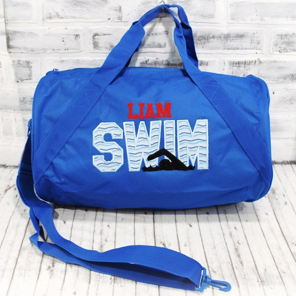 Personalized Swim Duffle or Tote Bag Travel Swim Team Small Duffle Bag Shown