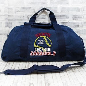 Personalized Softball Duffle Bag: Embroidered Team Travel Bag