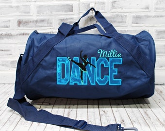 Personalized Dance Ballerina Teal Shimmer Duffle or Tote Bag - Small Duffle Bag Shown