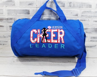 Personalized Blue Pink Cheer Bag - Small Royal Duffle Bag Shown