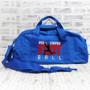 Personalized Kids Football Red BagShown Small Black Duffle