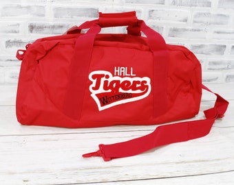 School Mascot Duffle Bag//Team Colors//High School//College//Coach Gift - Large Red Duffle Bag Shown