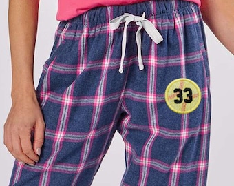 Softball Flannel pants with jersey number-CUSTOM COLOR - for travel teams for practice