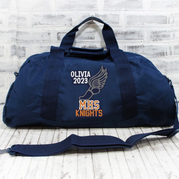 Personalized Track and Field Bag - 3 Lines of Custom Text - Tote or Duffle