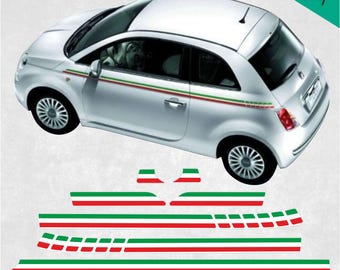 Exact specs side Stripes for Fiat 500 Italian Stickers Decals correct size shape genuine Hexis automotive Bubble free Vinyl Adhesive Foils