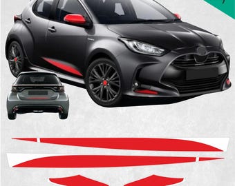 Stripes for Yaris Hybrid 2020 onwards Flare Pack Stickers exact correct size and spec as Genuine parts Hexis Suptac 7 - 10 year Vinyl