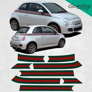 side Stripes  for Fiat 500 Designer Stickers Decals exact OEM correct size shape etc Genuine Hexis 7 - 10 year automotive Bubble free Vinyl