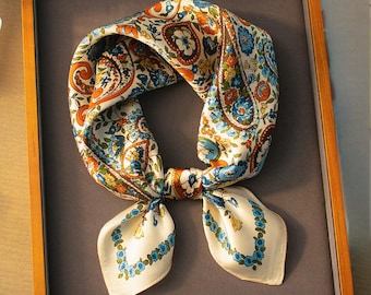 Bohemian 100% Mulberry Silk Scarf Spring Summer Silk Scarf Elegant Silk Handkerchief Headscarf Decorative Neck Scarf, Valentine's Day Gift