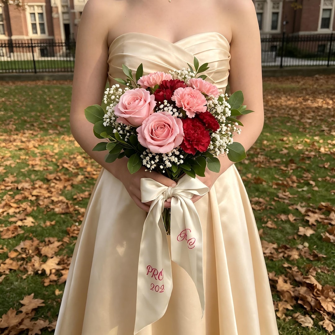 Prom Ribbon Silk Prom Bouquet Ribbon 2026, Custom Monogram Sash, Personalized ...