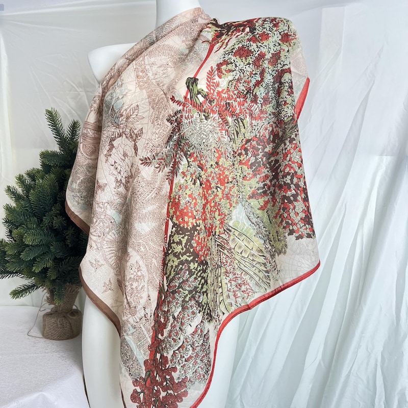 Double Printed Silk Scarf Etsy