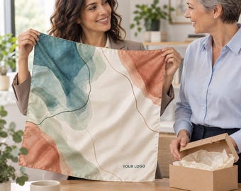 Custom Logo Silk Scarf, Personalized Company Design, Corporate Gift for Employees and Clients, Team Appreciation and Business Event Keepsake