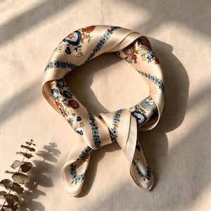 Bohemian 100% Mulberry Silk Scarf Spring Summer Silk Scarf Elegant Silk Handkerchief Headscarf Decorative Neck Scarf, Valentine's Day Gift