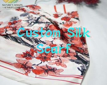 Zijden sjaal op maat: gepersonaliseerde keperstof, charmeuse of chiffon