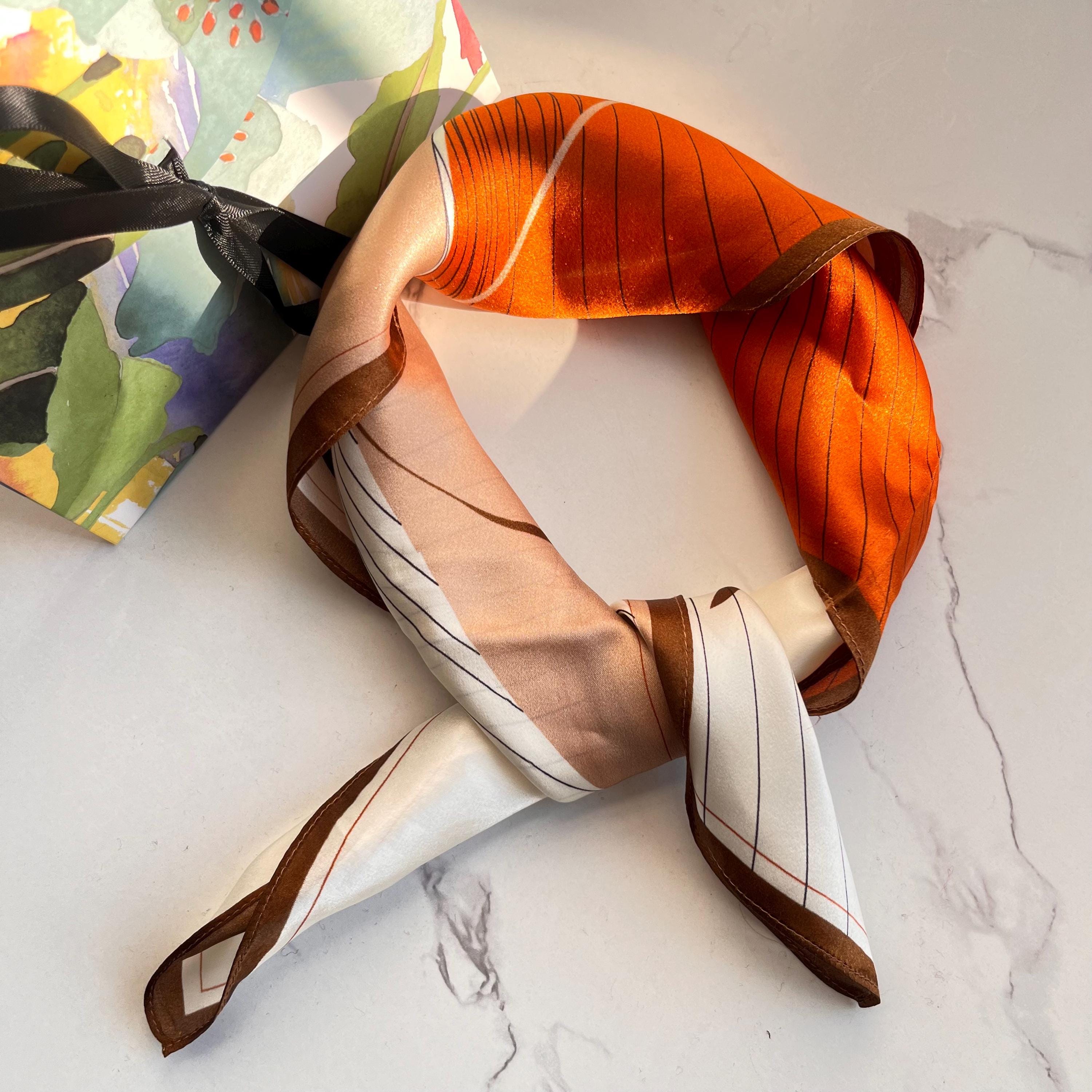 Elegant Mulberry Silk Scarf With Color Block Stripes  display picture 3
