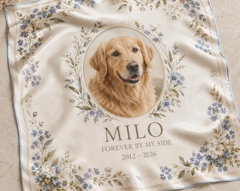Personalized Pet Memorial Silk Scarf, Custom Pet Photo Scarf, Dog or Cat Loss Gift for Her, Sympathy Keepsake, Remembrance Gift for Pet Mom