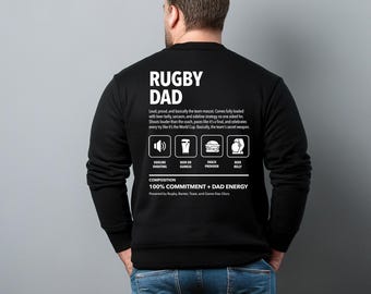 Fun RUGBY DAD Sweater Fathers Day, Top Mens Sport Gift, Wales Scotland England Lions Shirt, Birthday Present team player sweatshirt kit
