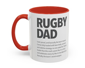 Fun RUGBY DAD Coffee Mug, Gift for Rugby Lovers, Father&#39;s Day, Sports Fans, Men&#39;s Drinkware Present 6 Nations Six World Cup Present Lions