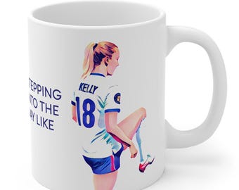 Fun Chloe Kelly mug! England football penalty pose Euros 2025. Great gift for lioness fans, friends, coaches coffee tea lovers. Best present