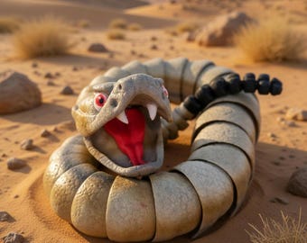 3D Printed Snakes Rattlesnake, a Cobra, Ball Python, Viper