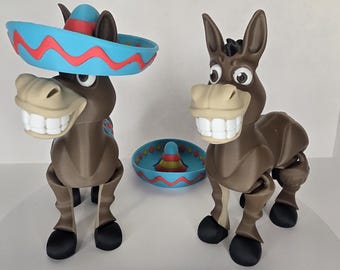 Asino stampato in 3D con accessori