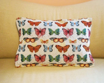 Butterfly Pillow Tapestry Fabric Multi Colored Pillow