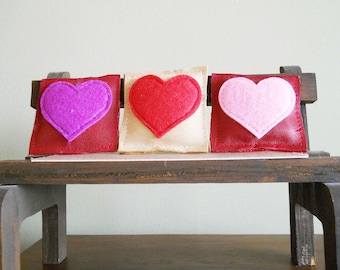 1/6 Scale Leather Pillow Mini  With Heart 2.25 Inches Fashion Doll Size  Reversible