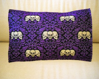 Halloween Pillow Skulls  Purple and Black