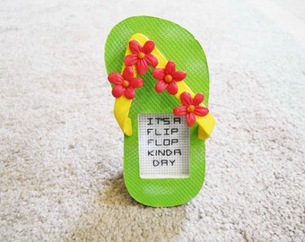 Flip Flop Cross Stitch Finished Table Top Decor