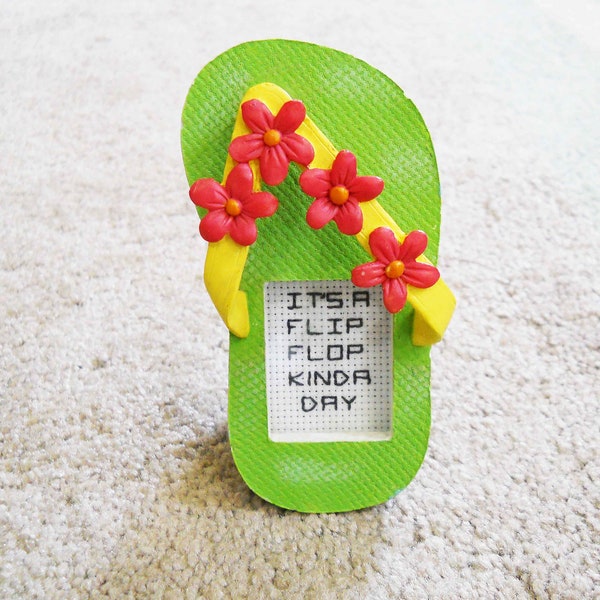 Flip Flop Cross Stitch Finished Table Top Decor
