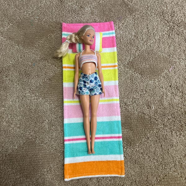 Fashion Doll Beach Towel  Stripes 1/6 Scale