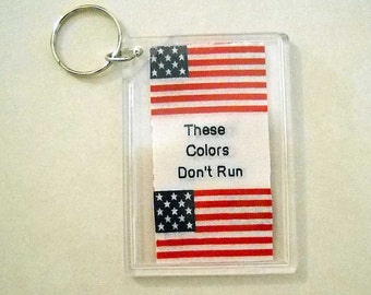 Patriotic Flag Key Ring   Red White Blue