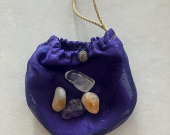 Crystal / Stone Pouch Purple Sparkles #1
