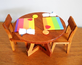 Dollhouse Placemats Stripes 1:12  Scale   Set of 4 with Napkin and Coaster