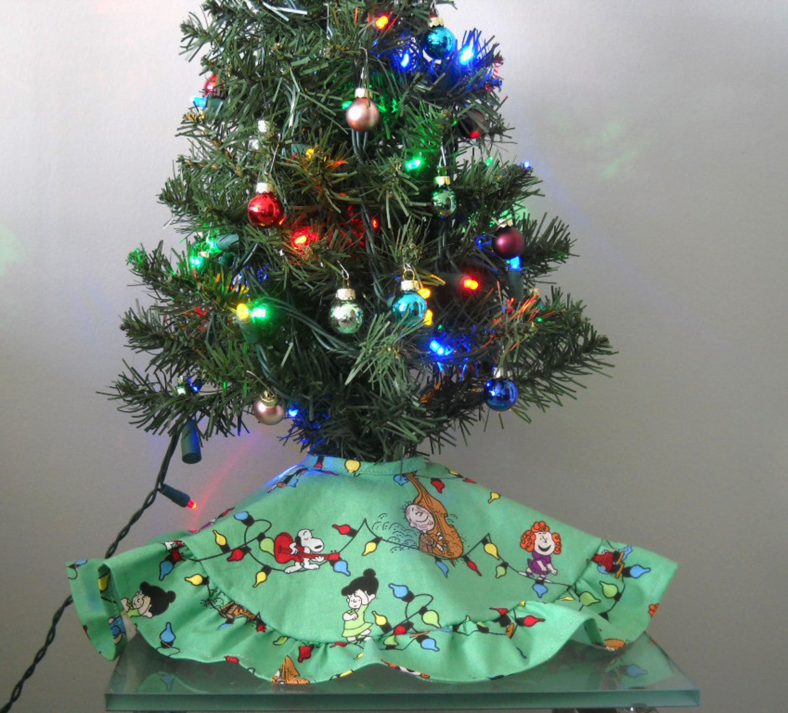Christmas Tree Skirt Ruffled Peanuts Charlie Brown Theme Mini Etsy