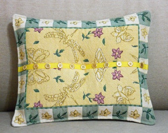 Floral Pillow Dragonflies and Butterflies One of A Kind  9" by 12" Reversible