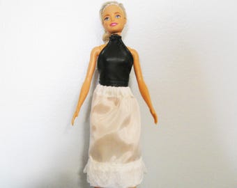 Fashion Doll Leather Halter and Textured Satin Skirt 1/6 Scale