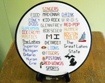 Michigan Cross Stitch Finished and Framed  Michigan Originals