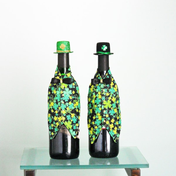St Patrick's Day Wine Bottle Cover  Vest and Choice of Hats