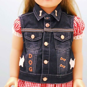 Children&#39;s Denim Vest Dog Themed  Upscaled / Repurposed