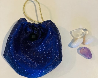 Stone / Crystal Pouch Purple Sparkles #2