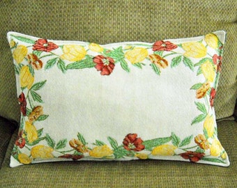 Floral  Pillow Tulips and  Poppies Tapestry   Spring Decor