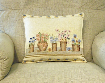 Floral Pillow Spring or Summer Tapestry 14" by 12"