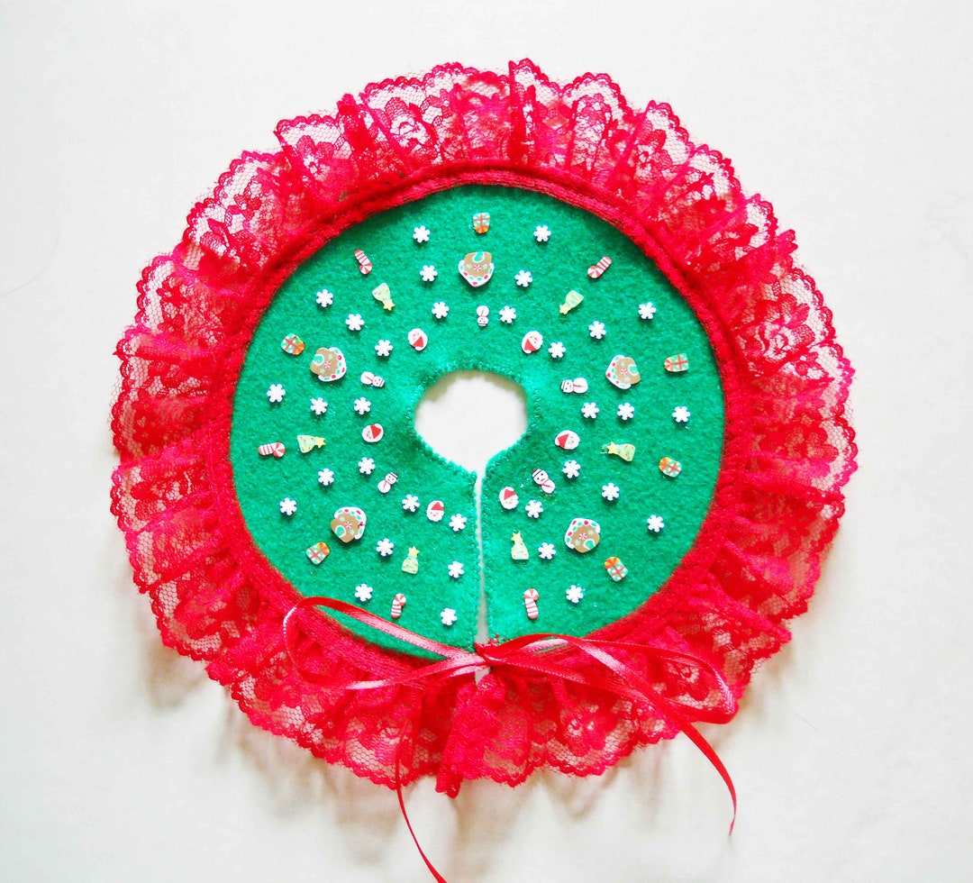 Mini Christmas Tree Skirt 8 Inches Green With Mini Christmas Etsy