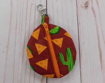 Earbud Case Coin Purse Orange Lime Taco Chip Cosmetic Makeup Travel Makeup Bag