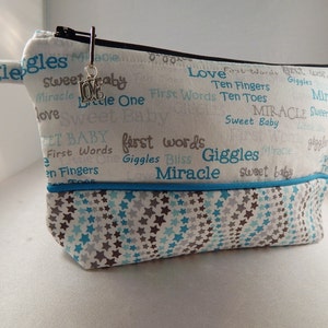 Baby Pregnancy Turquoise Love charm Ready to Ship Makeup Cosmetic Organizer Bag image 1