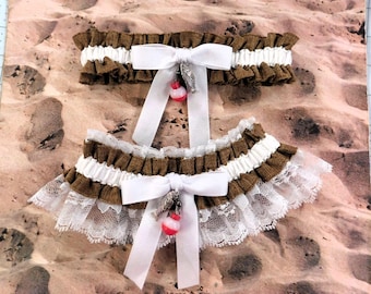 Fishing Garter Set: Custom Bridal Garters with Bobber & Fish Charms