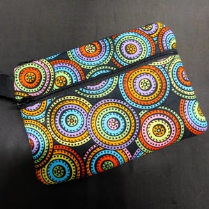 Multicolored circle Coin Purse change purse coin pouch credit card wallet key holder Handmade wallet Padded Coin Gifts Under 15