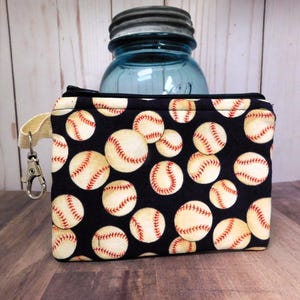 Monedero con estampado de béisbol azul, monedero, monedero, tarjetero, llavero, billetera hecha a mano, monedero acolchado, regalos por menos de 10 dólares